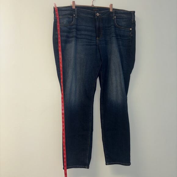 Silver Jeans Women’s Plus Sz 22 L29 Mid Rise Embroidered Blue Denim Skinny Dark - Picture 8 of 10